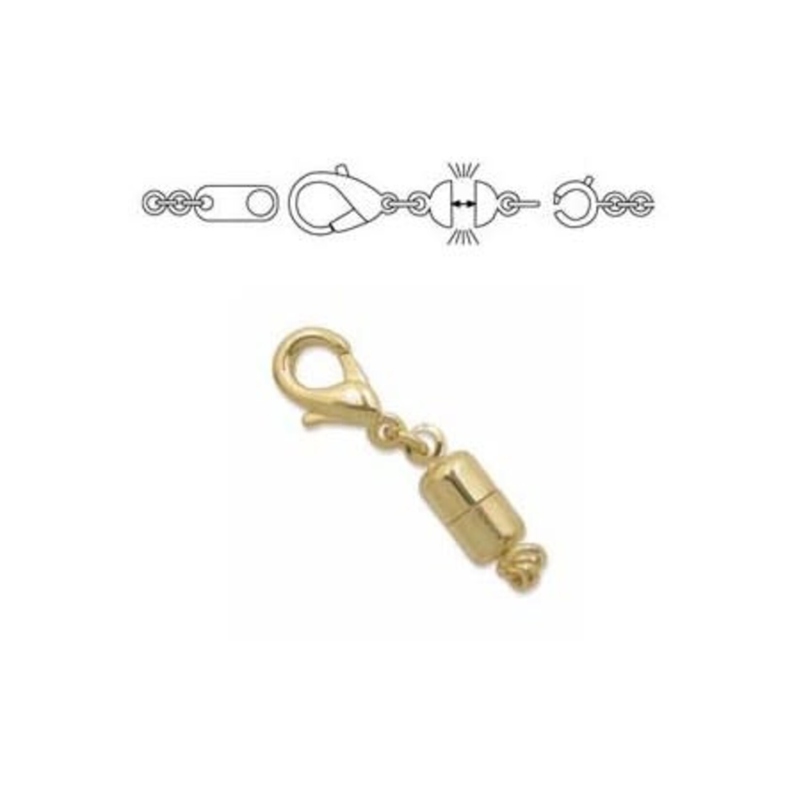 Magnetic Clasp Converter - Small Barrel Gold Plated - 7.5 x 24.5mm
