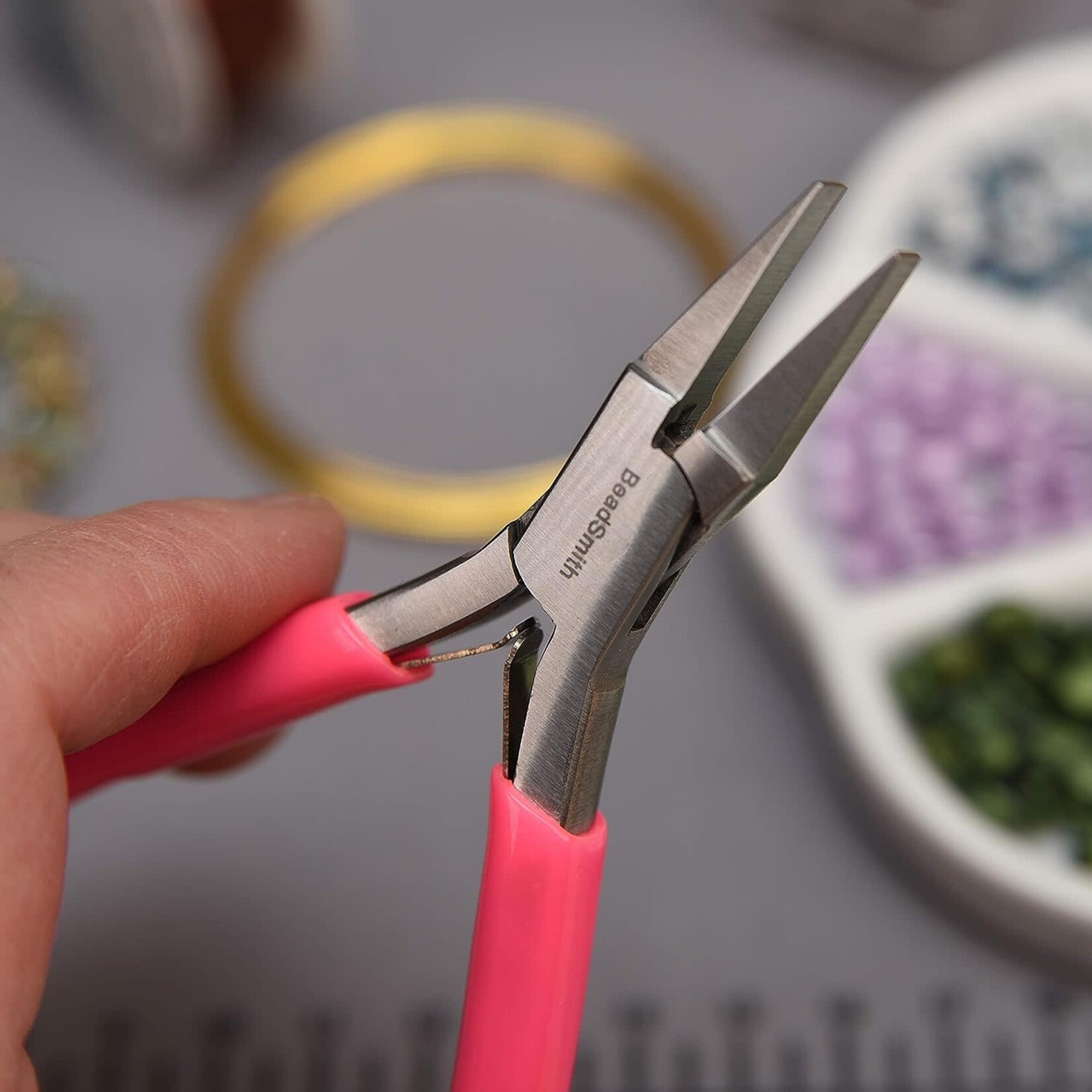 Beadsmith Flat Nose Pliers with Pink Handle - Bead Inspirations