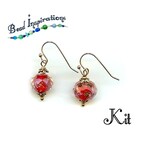 Bead Inspirations Faceted Lampwork Red  Earring Kit