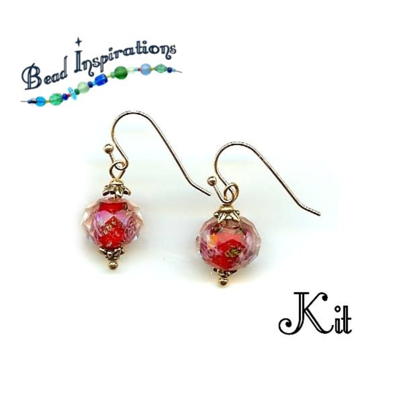 Bead Inspirations Faceted Lampwork Red  Earring Kit
