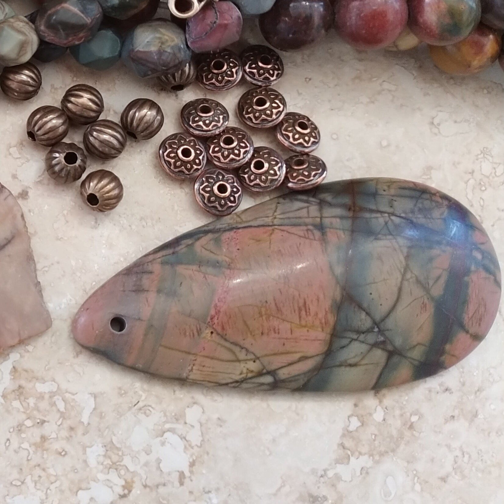 Red Creek Jasper 65x30mm Pendant