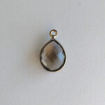 Smoky Quartz 18mm Teardrop Silver Bezeled Pendant