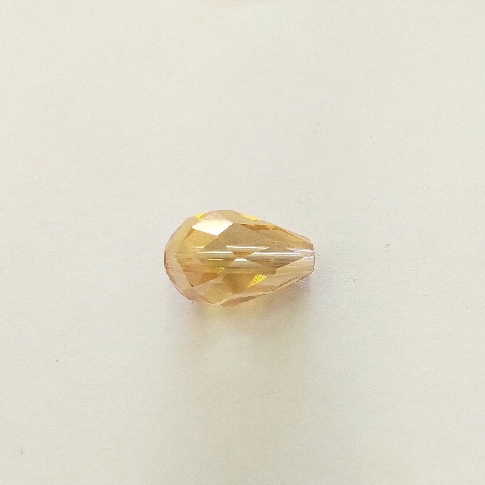 Faceted Crystal Teardrop 15x10mm Yellow Bead