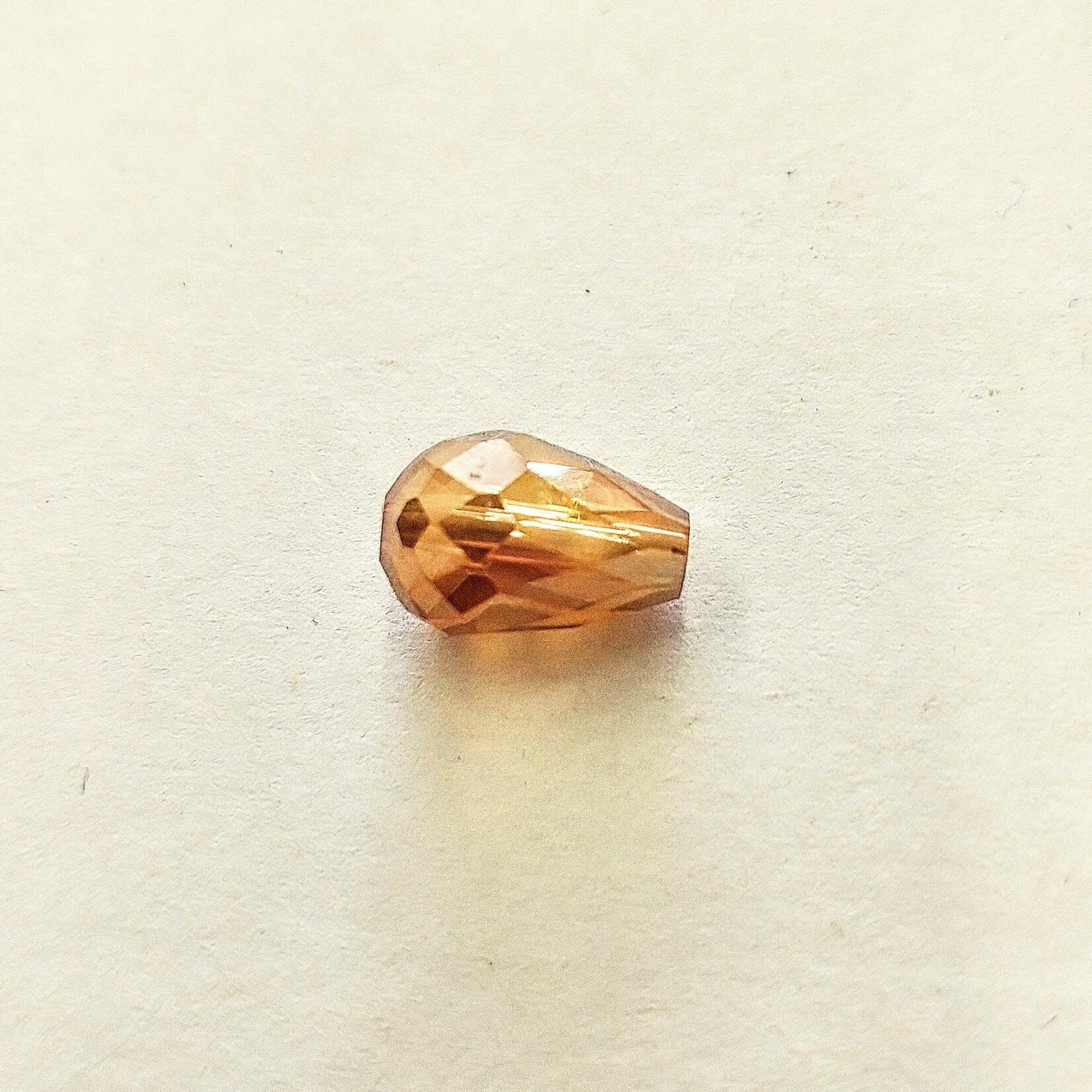 Faceted Crystal Teardrop 12x8mm Copper Bead