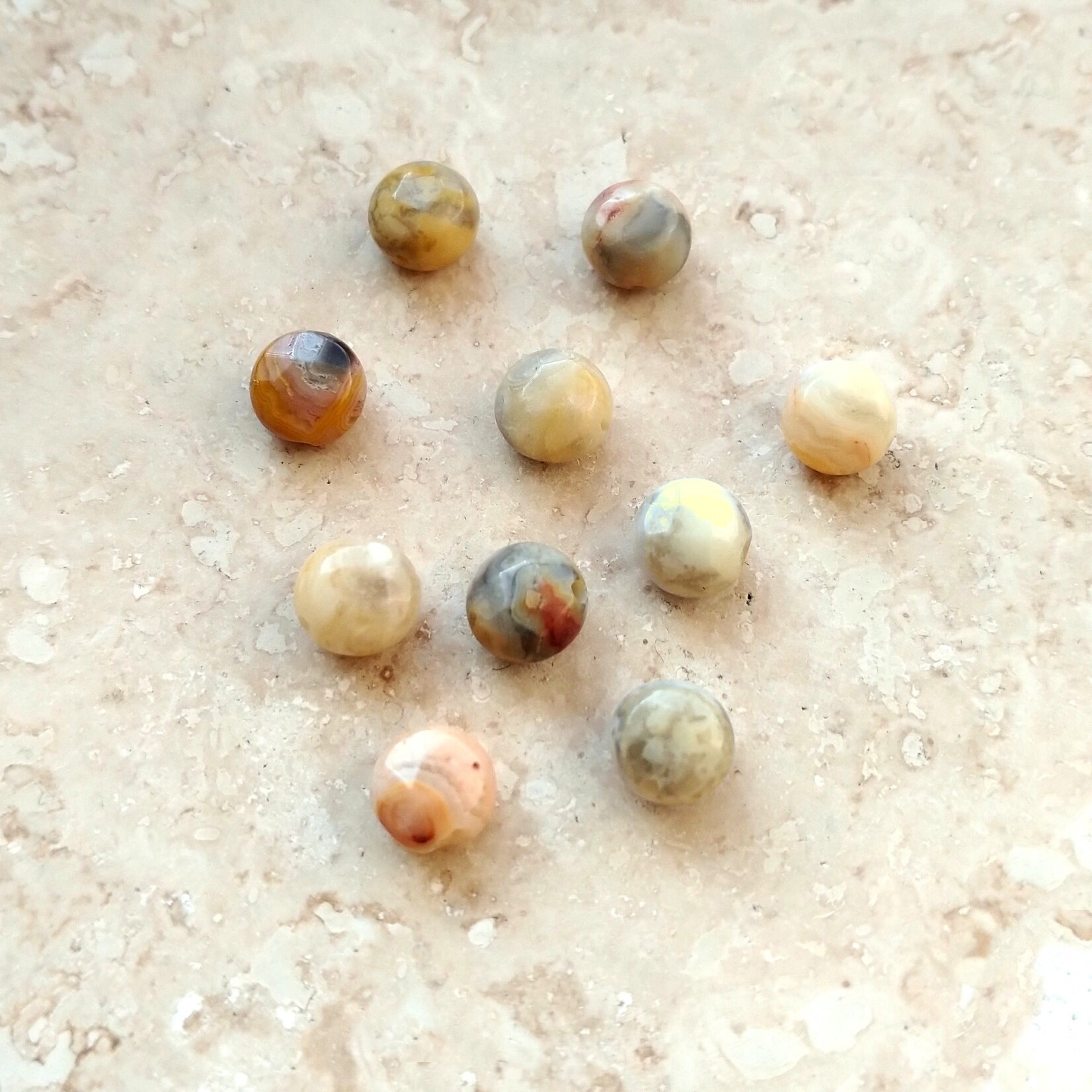 Yellow Crazy Lace Agate 6mm Coin Bead