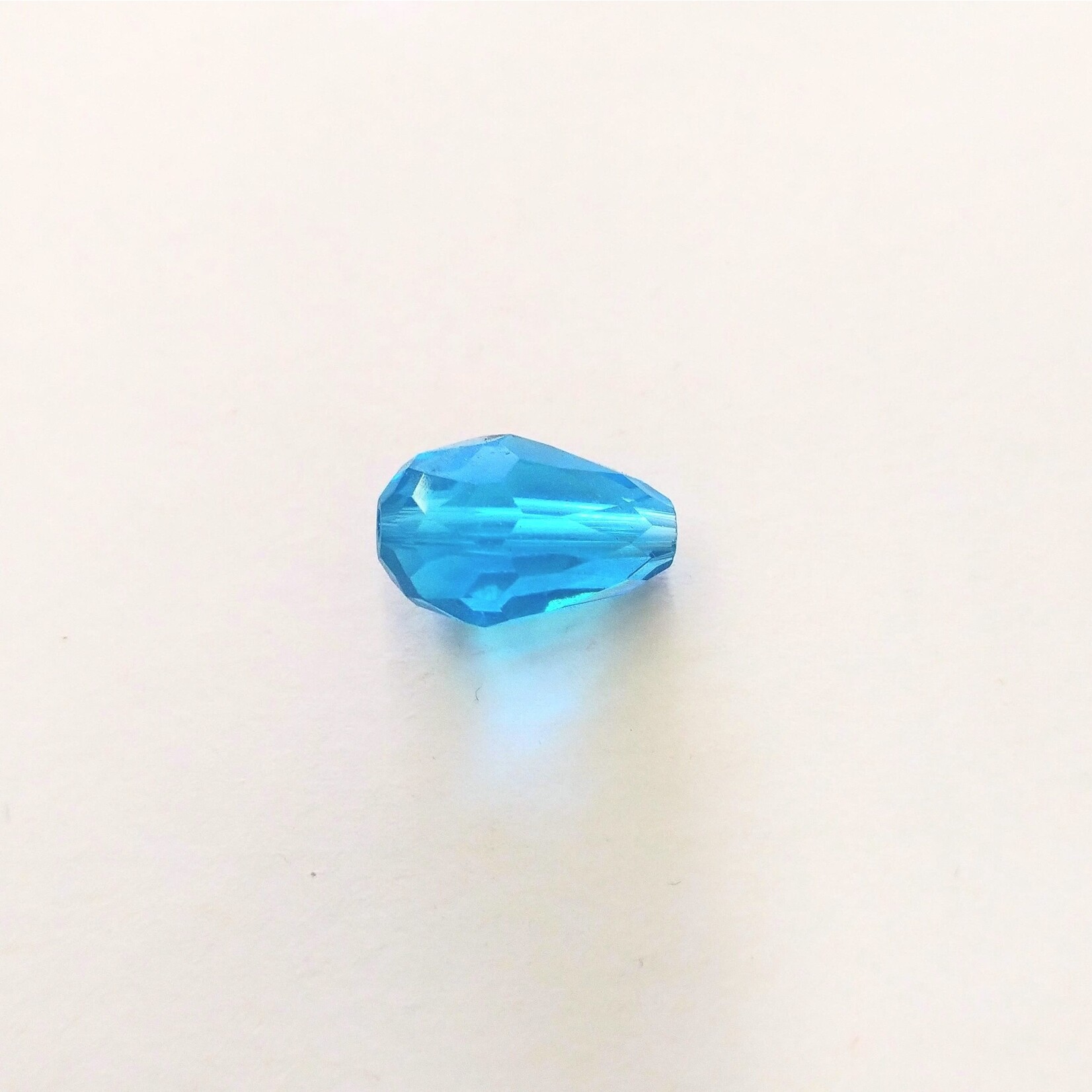 Faceted Crystal Teardrop 10x15mm Aqua Bead