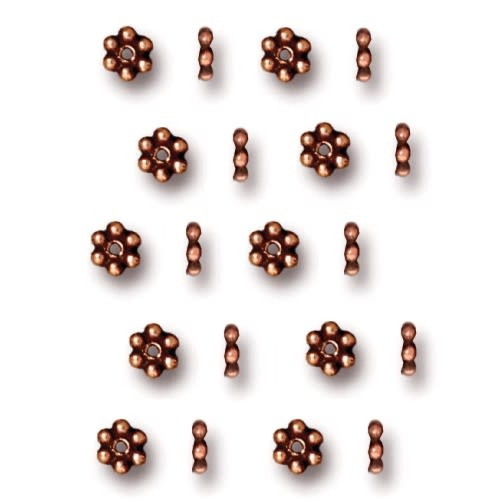 Tierracast Antique Copper Plated 3mm Beaded Daisy Spacer Bead - 20 pieces