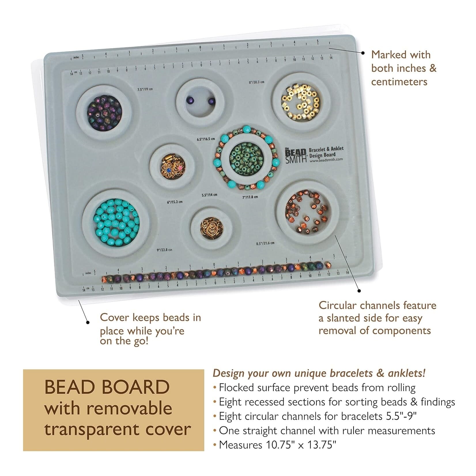 Beadsmith Bracelet Bead Board with 8 sizes with Lid