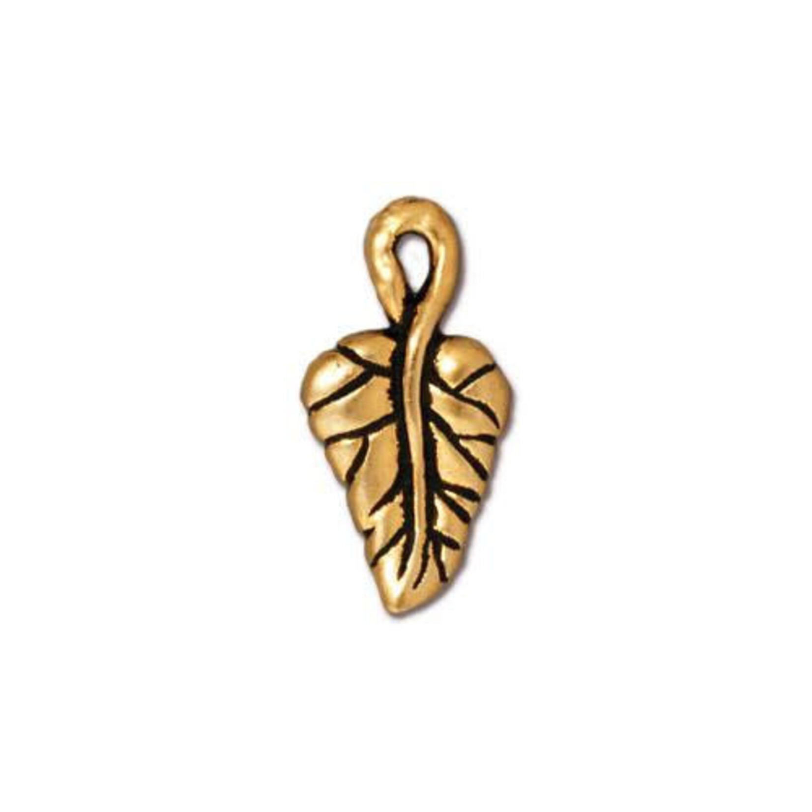TierraCast Ivy Leaf Antique Gold Plated Charm