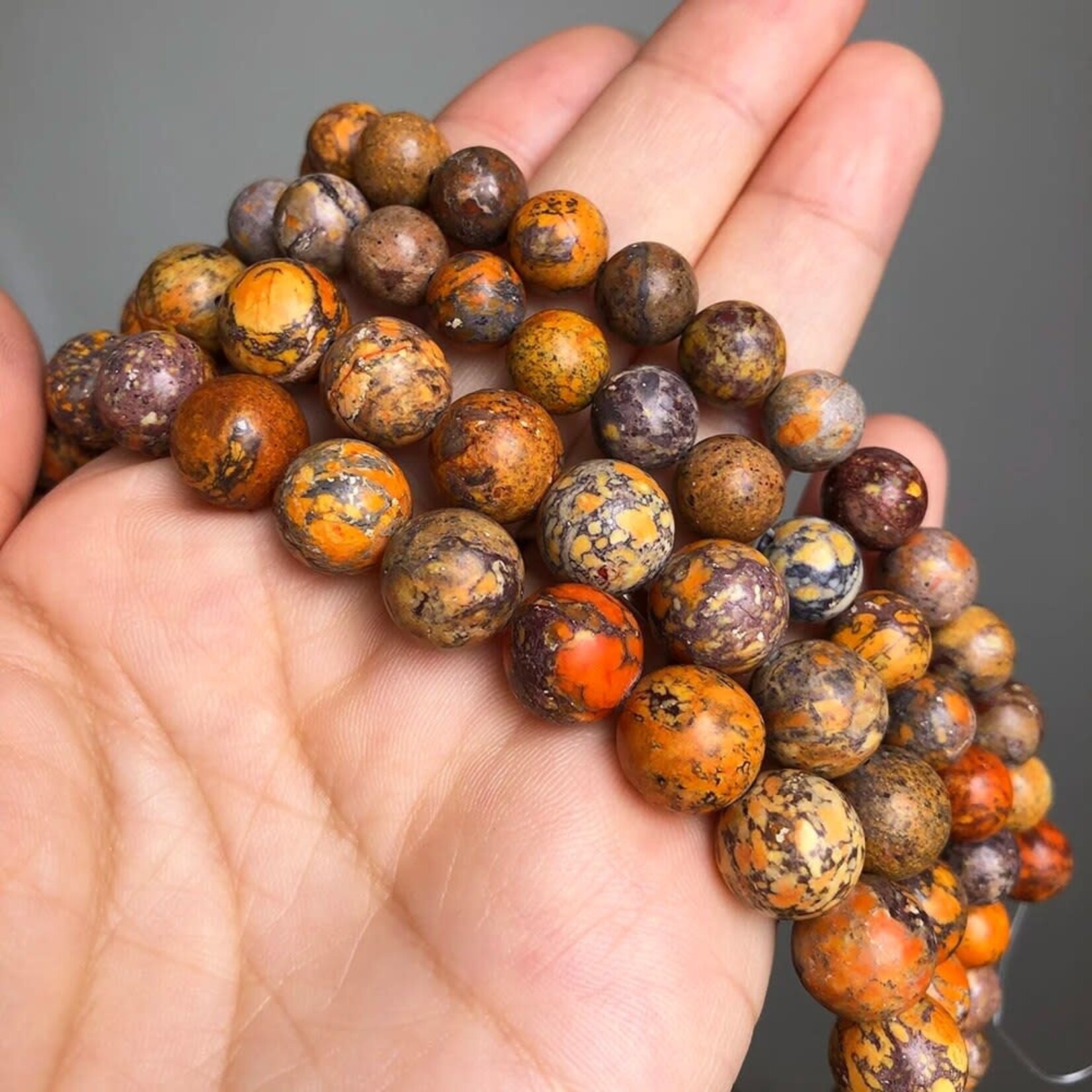 Orange Sea Jasper 10mm Bead Strand