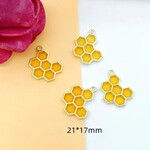 Honeycomb 21x17mm Gold Plated Enamel Charm