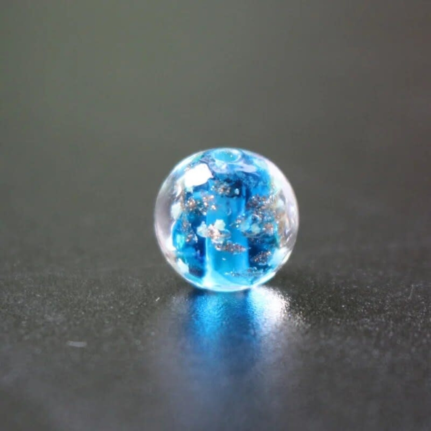 Deep Sea Treasure 10mm Glow-in-the-Dark Lampwork Glass Bead