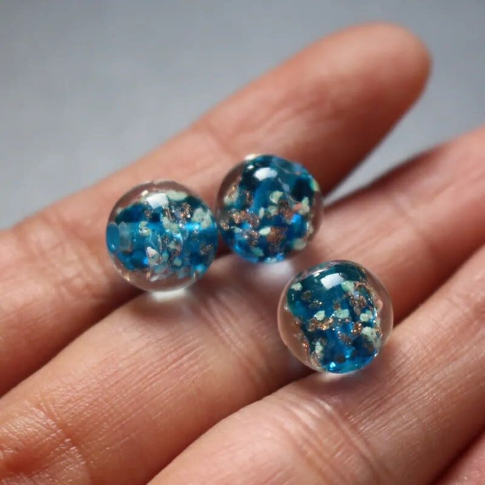 Deep Sea Treasure 10mm Glow-in-the-Dark Lampwork Glass Bead