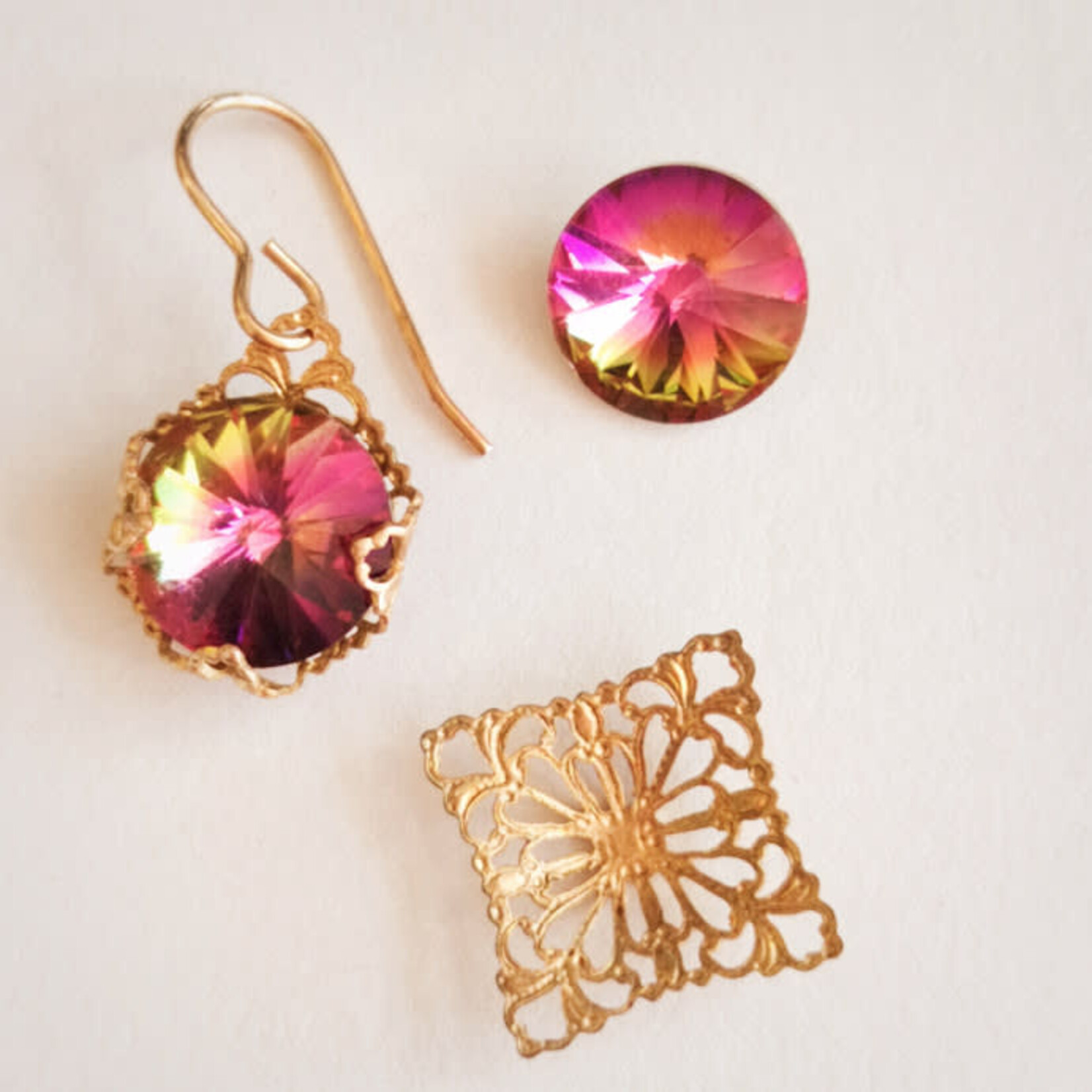 Square Dapped Filigree - Raw Brass