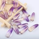 Glass Elongated Petal 9x25mm ClearPurple Bead