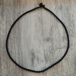 Black Satin Twisted Cord Necklace w/ Knot  & Loop End
