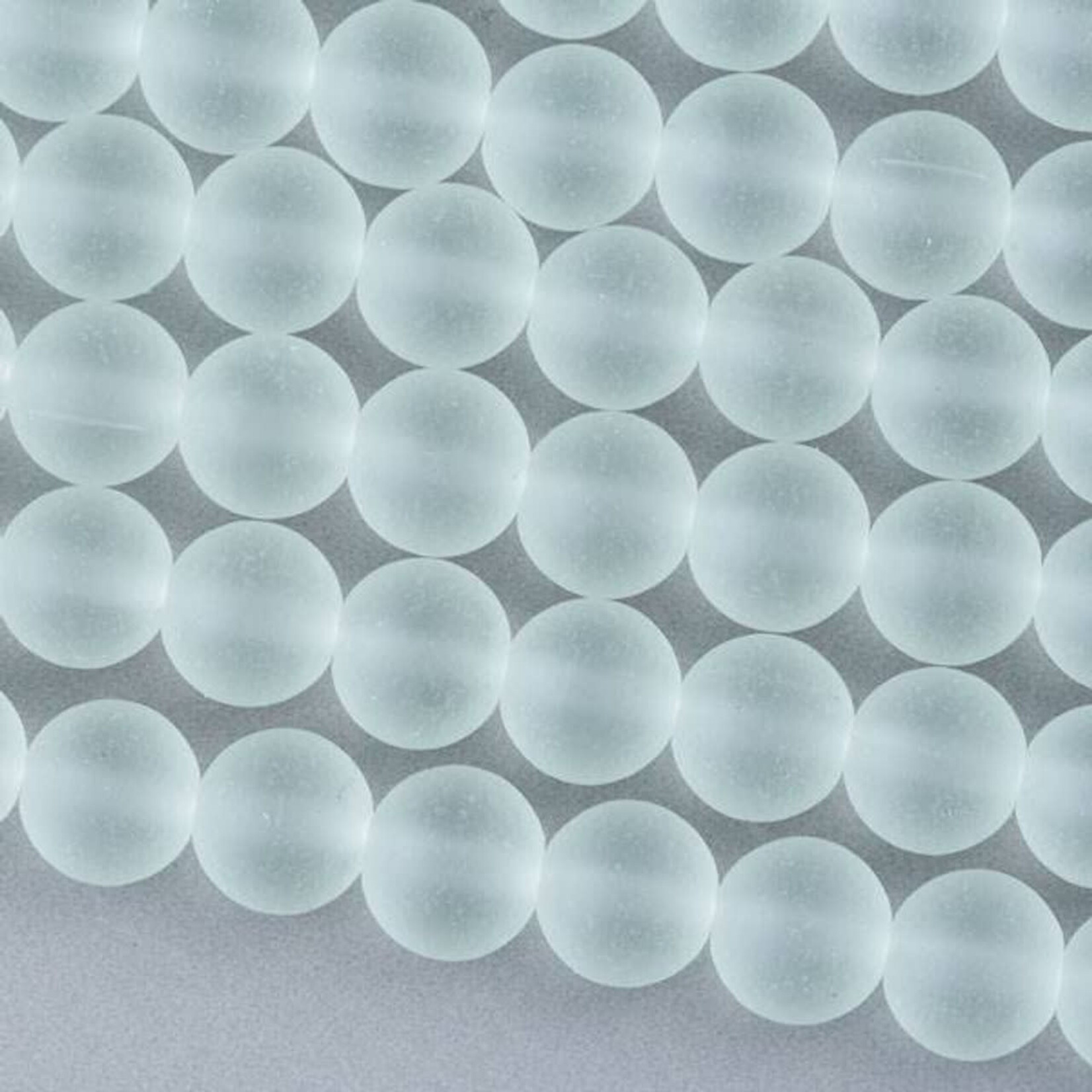 Sea Glass Style 10mm Light Seafoam Round Bead 8 inch Strand