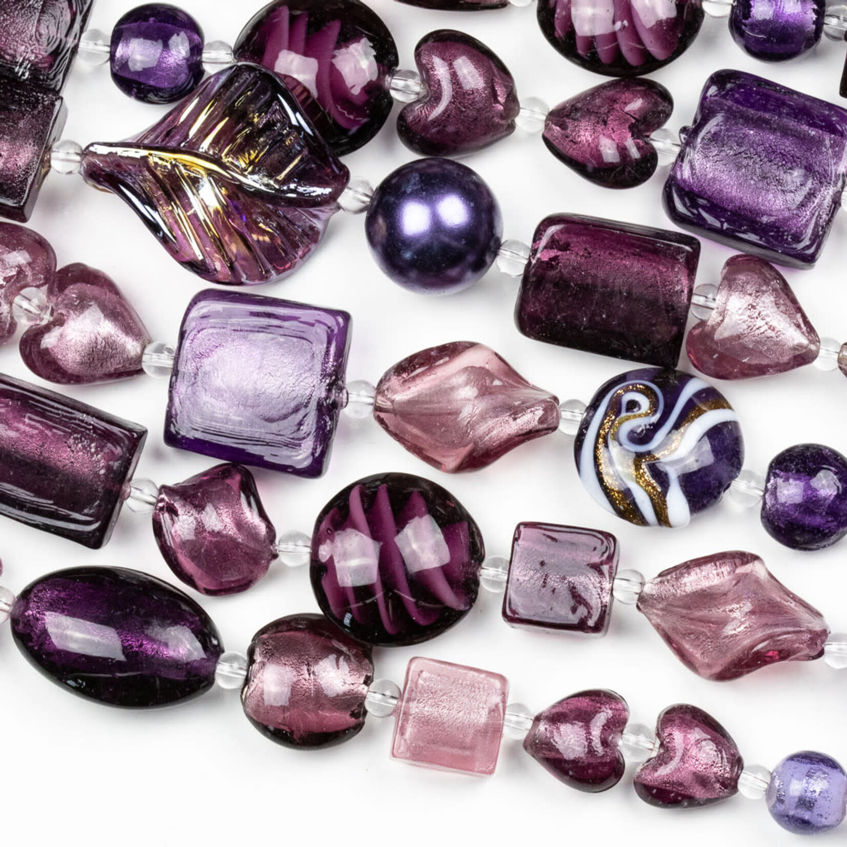 Lampwork Mix Purple 8" Bead Strand