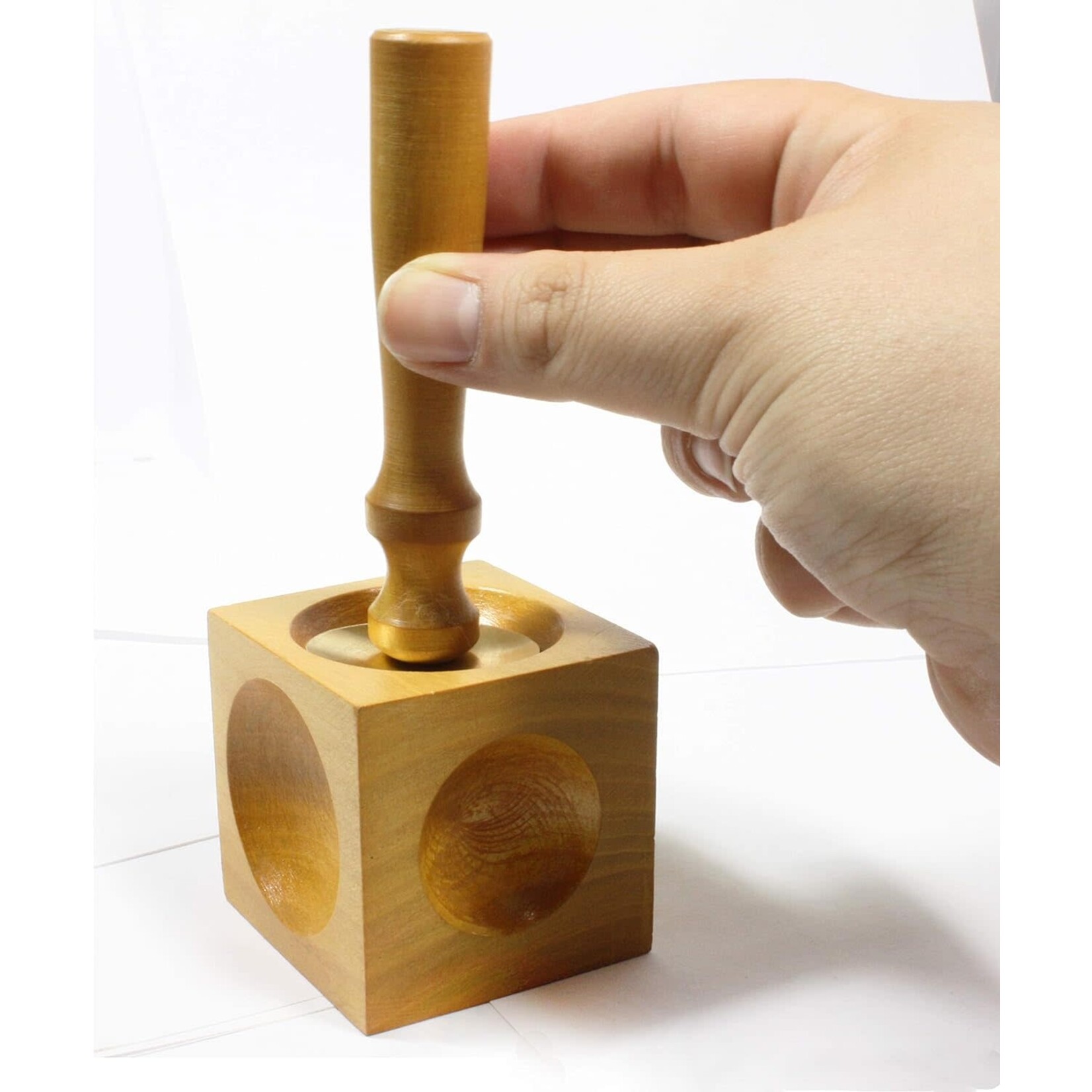 Wooden Doming/ Dapping Block with 2 Punches