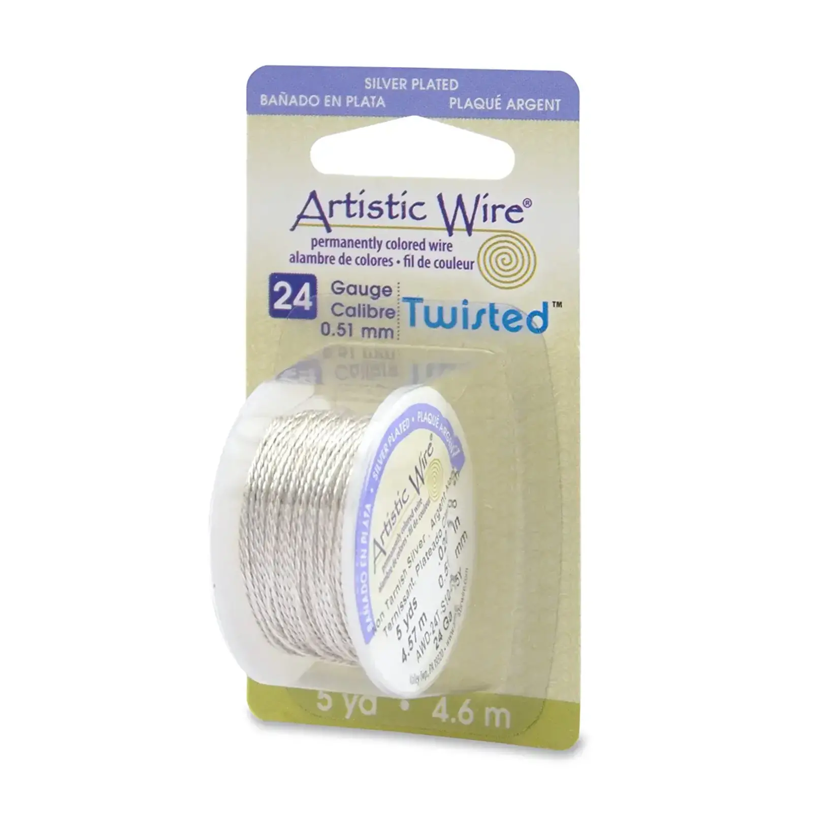 Artistic Wire Artistic Wire Tarnish Resistant Silver Twisted, 24 Gauge, 5 yard Spool