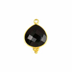 Onyx 15x22mm Faceted Teardrop Drop with Gold Vermeil Bezel