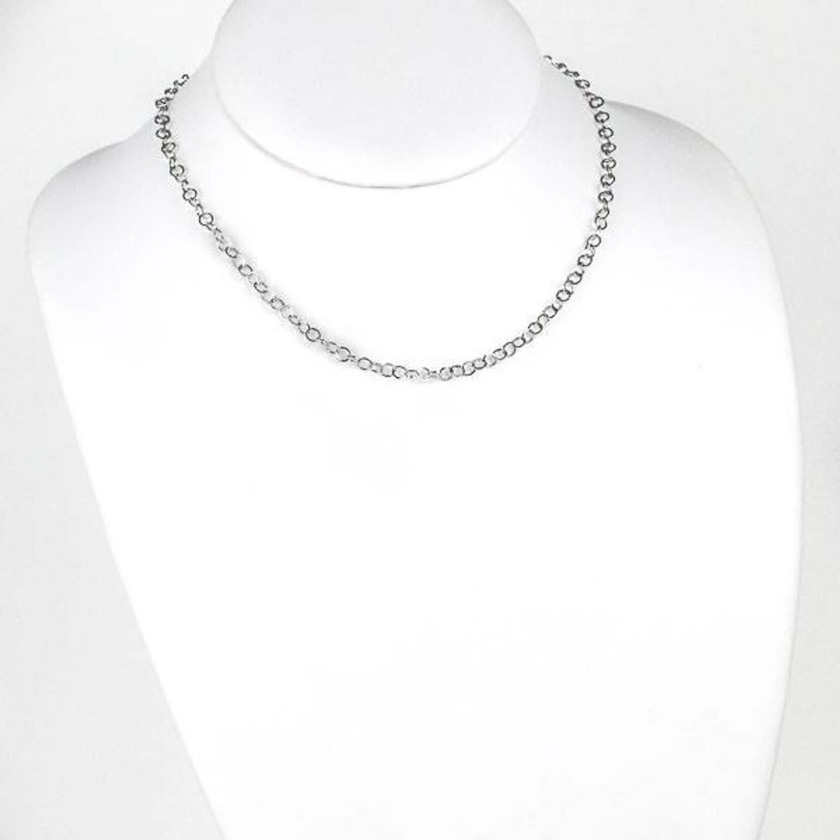 Silver Stainless Steel 4mm Cable Chain 16" Necklace - Ready to Wear