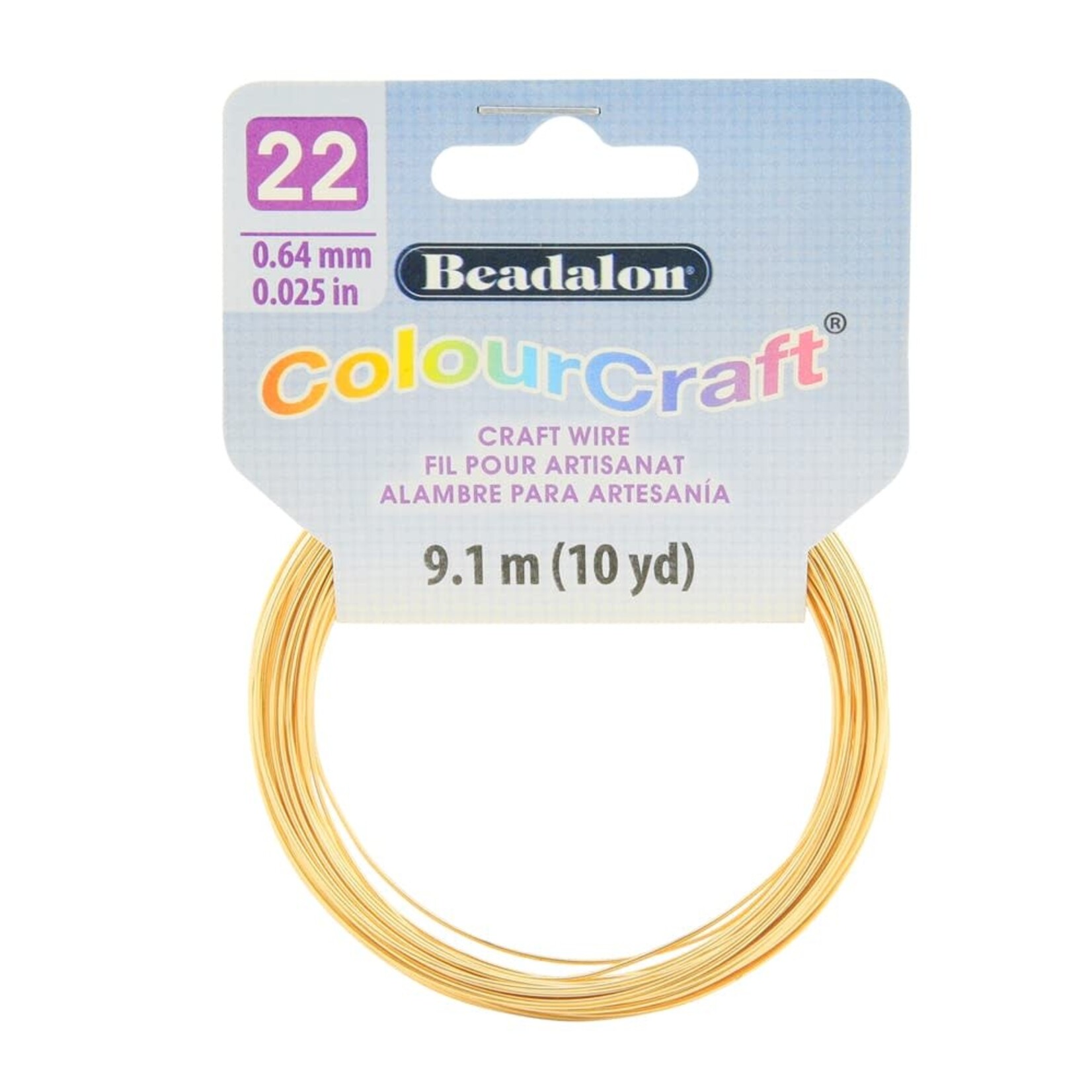 Beadalon ColourCraft Wire, 22 Gauge, Gold Plated Tarnish Resistant, 10 yd Coil