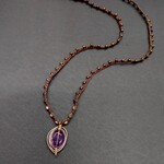 Amethyst Wire Bezel 18" Woven Necklace