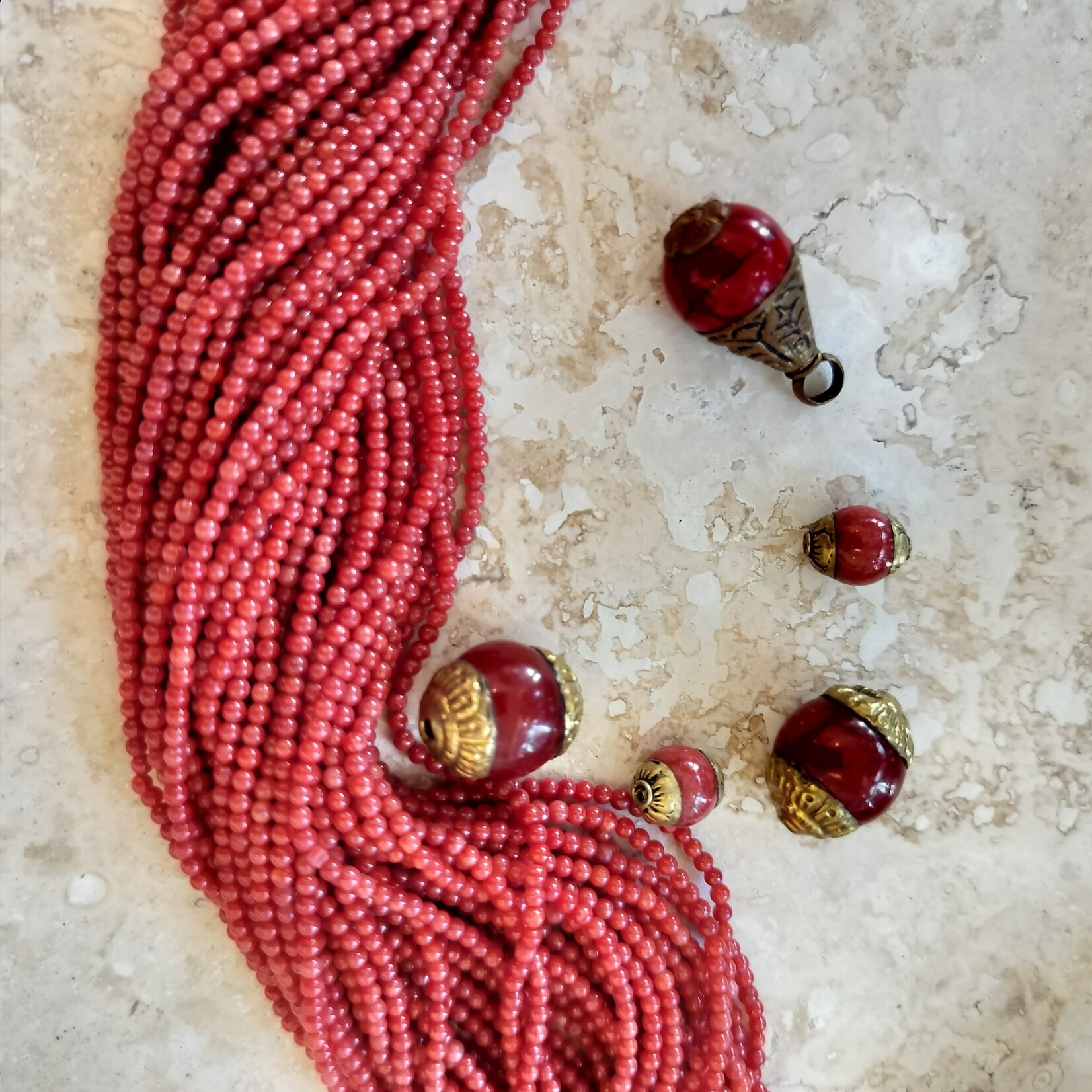 Tibetan Coral Beads Cap