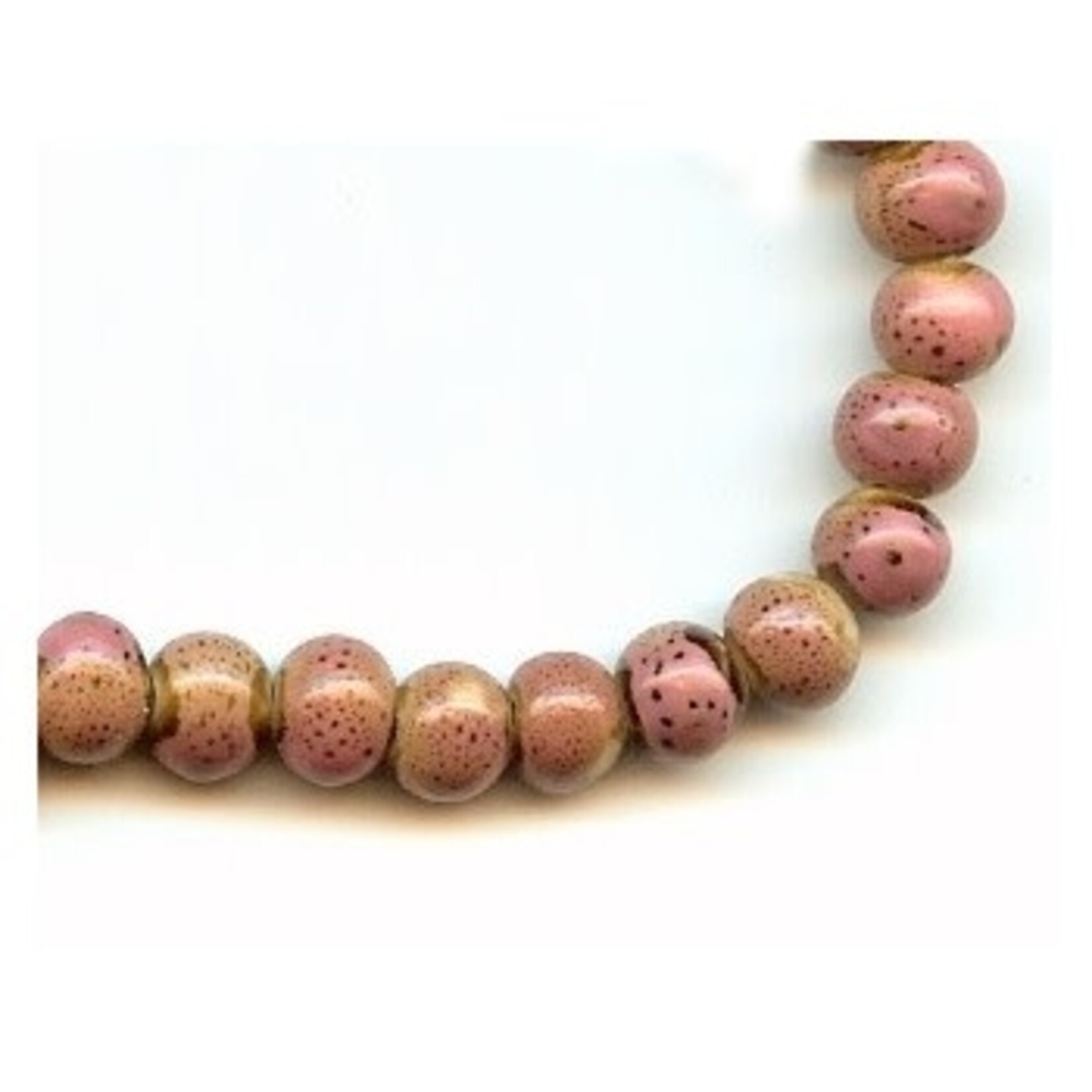 Glazed Clay Bead  6mm Round Pink