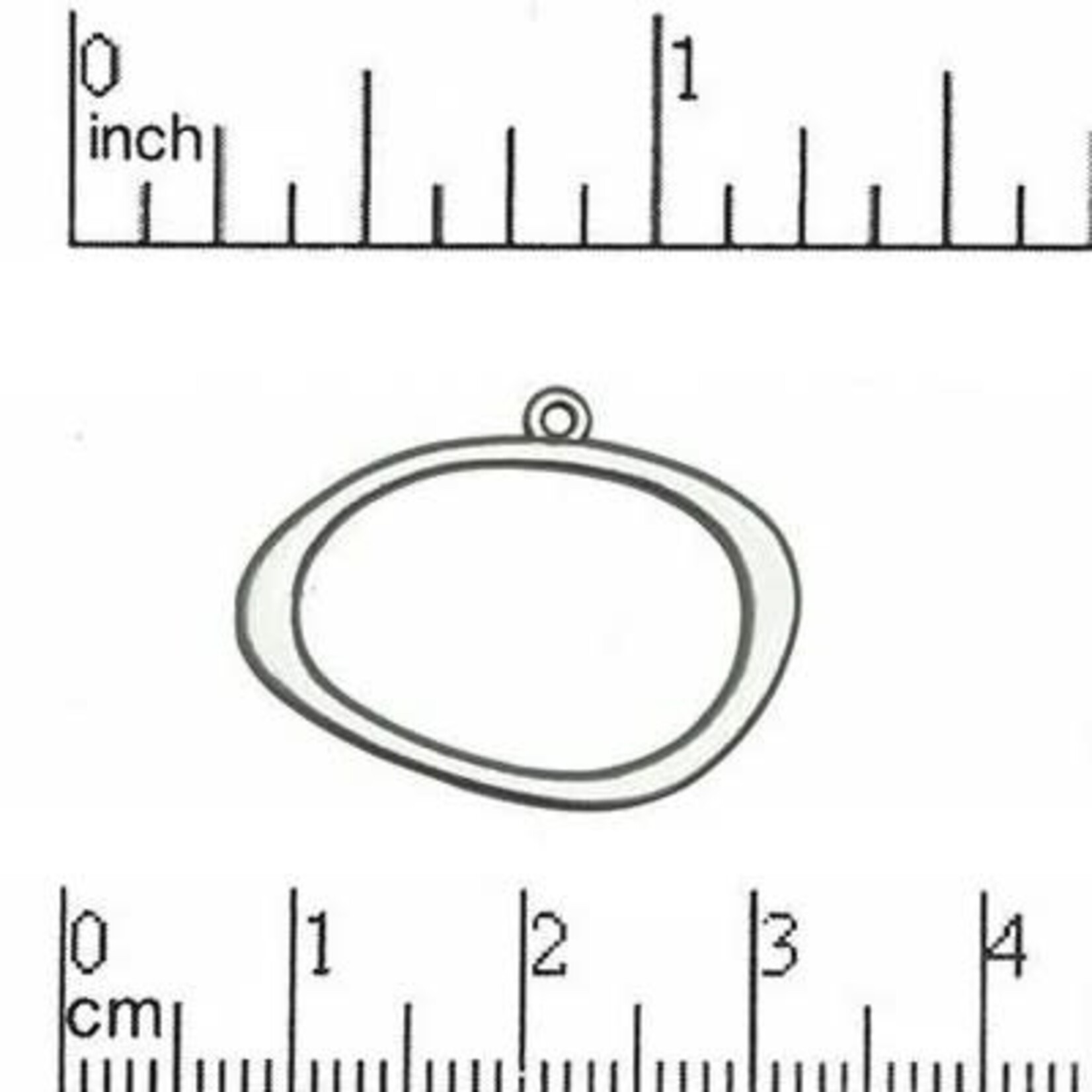 Flat Loop Pendant Nickel-Free 25x 8mm Nickel-Free Satin Rhodium Plated