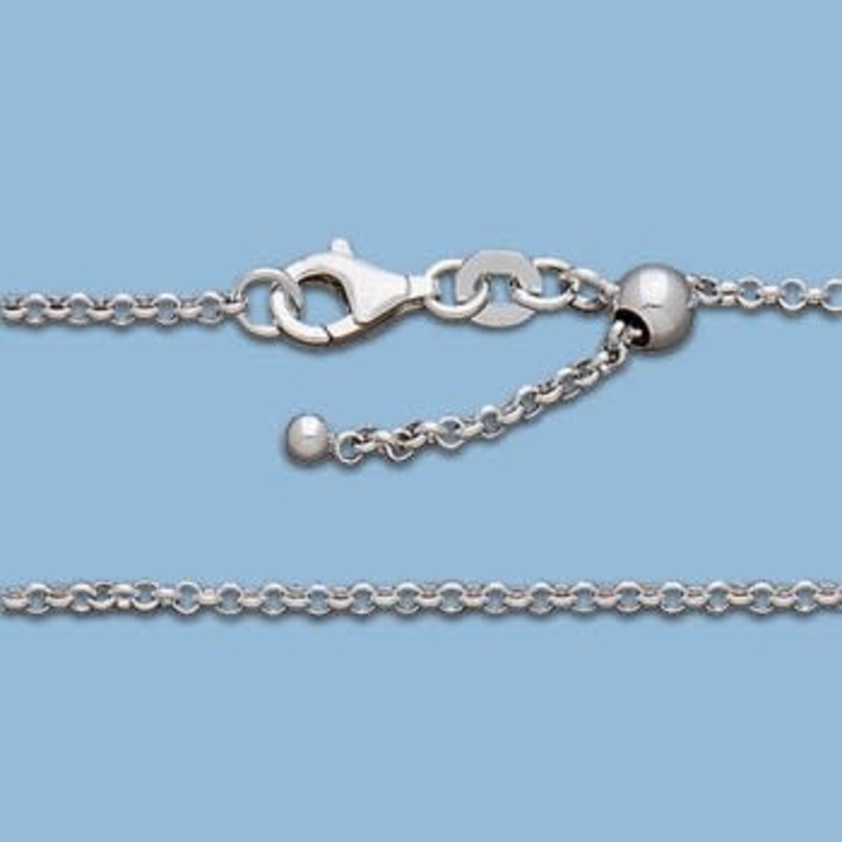 Sterling Silver Adjustable Rolo Chain 1.8mm - 24 inch