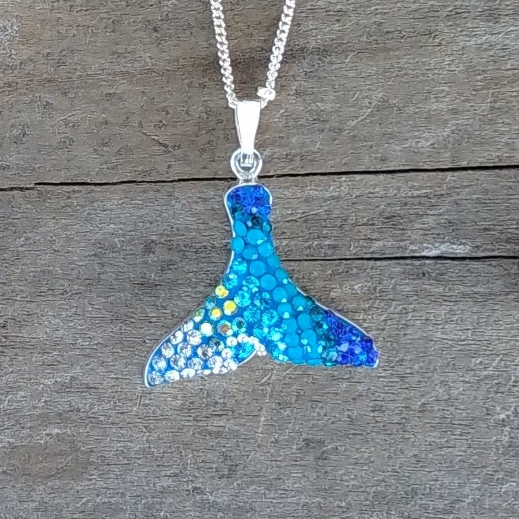 Mosaico Sterling Silver 18" Mosaico Crystal Dichroic Whale's Tail Necklace