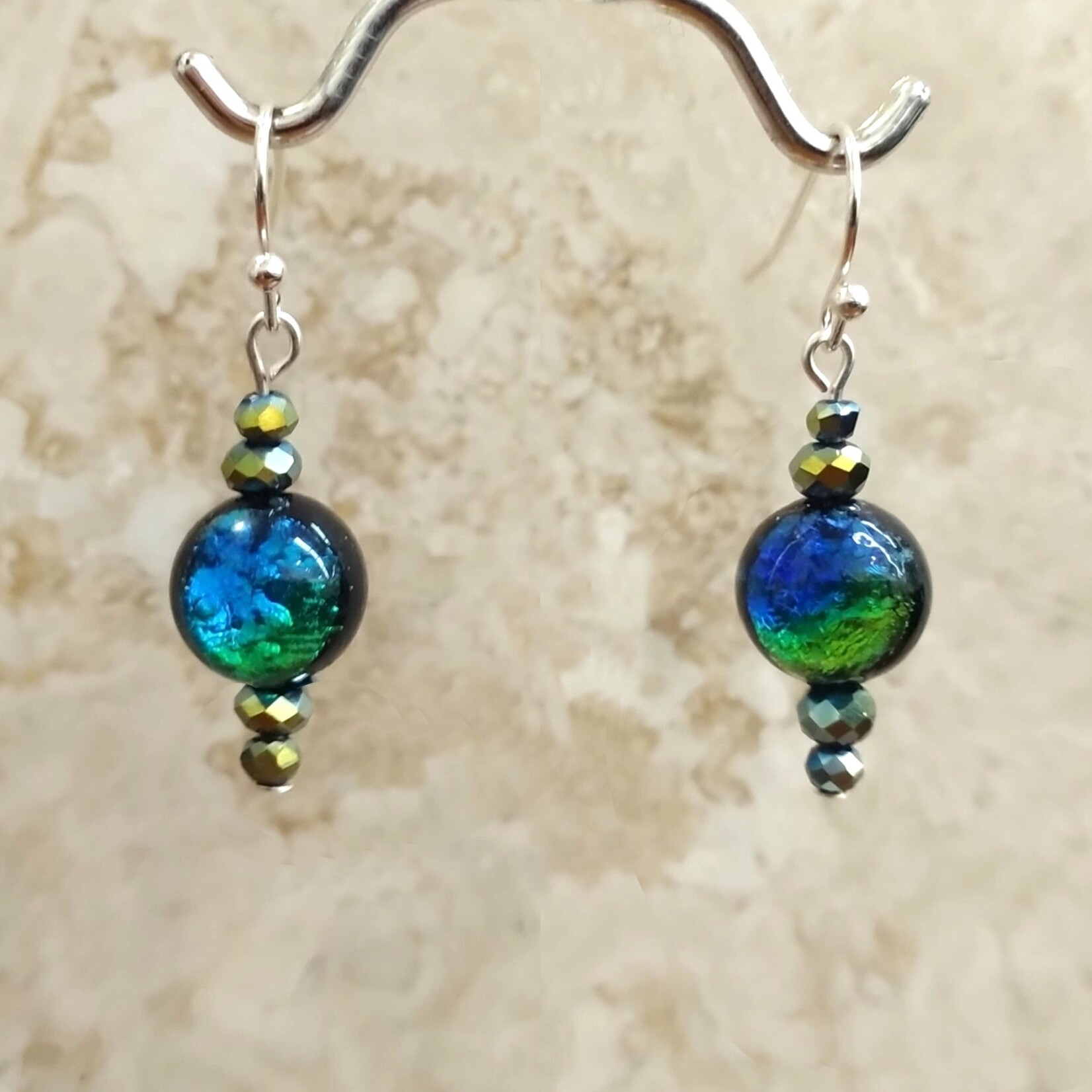 Blue/Green Dichroic Earrings - Ready to Wear