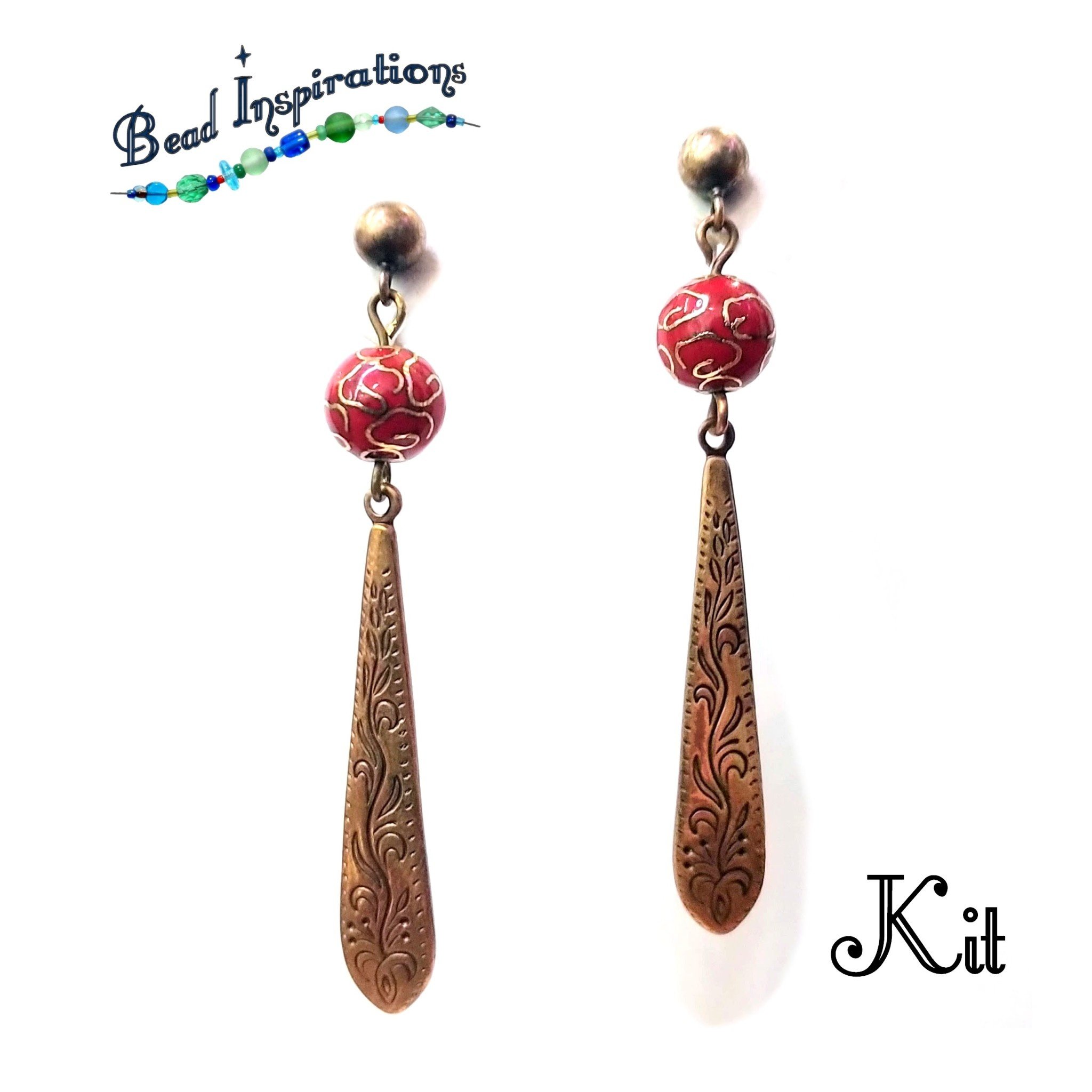 Cloisonne Drop Black Earring Kit