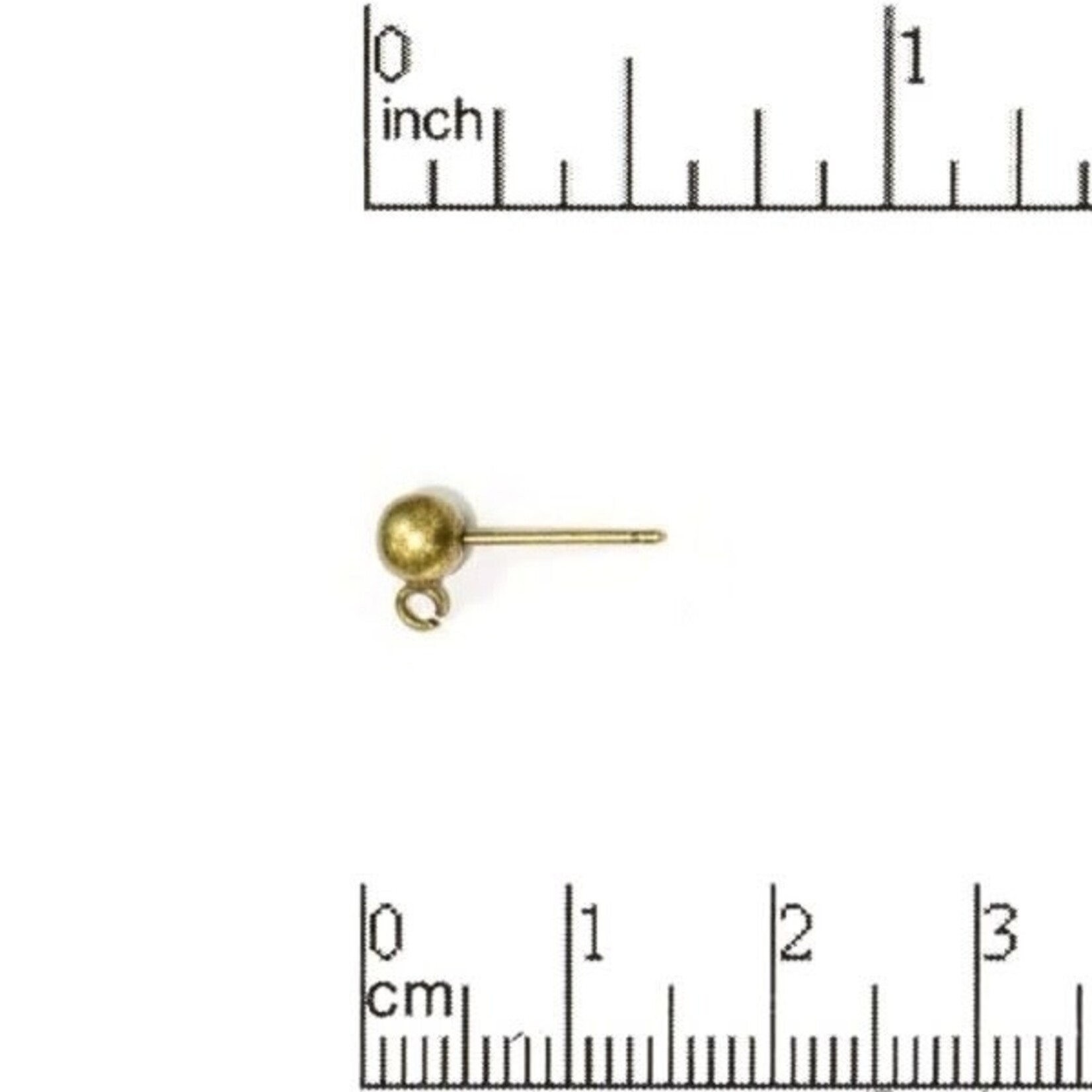 Earring Ball Post  5mm Nickel-Free Antique Brass Plated - Single