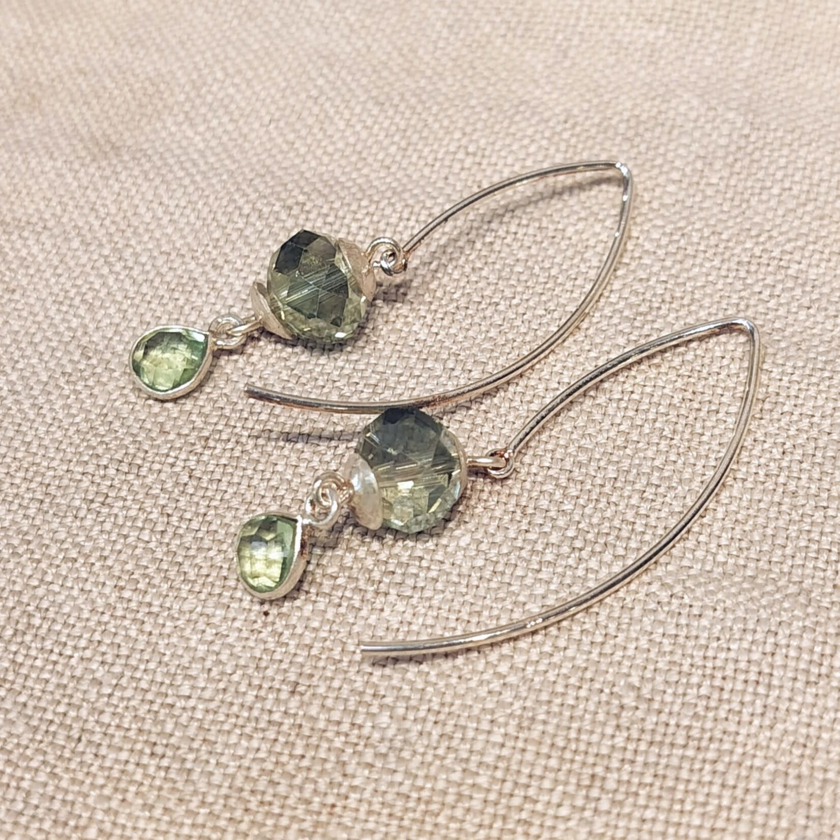 Green Amethyst Quartz 7x10mm Sterling Silver Teardrop Bezeled Drop