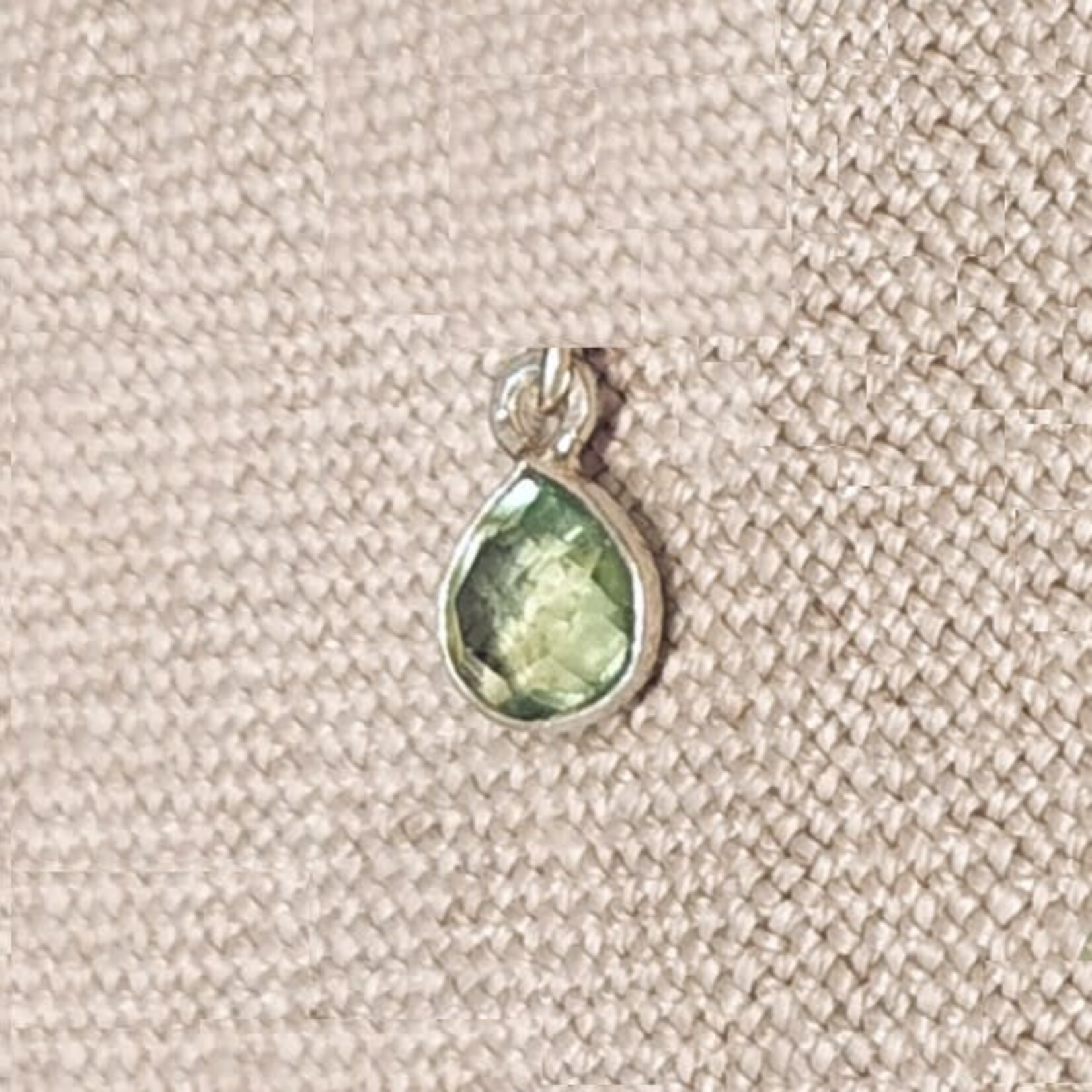 Green Amethyst Quartz 10mm Sterling Silver Teardrop Bezeled Drop