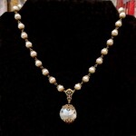 Lampwork Glass Drop Pearl Chain Necklace - Ready to Wear