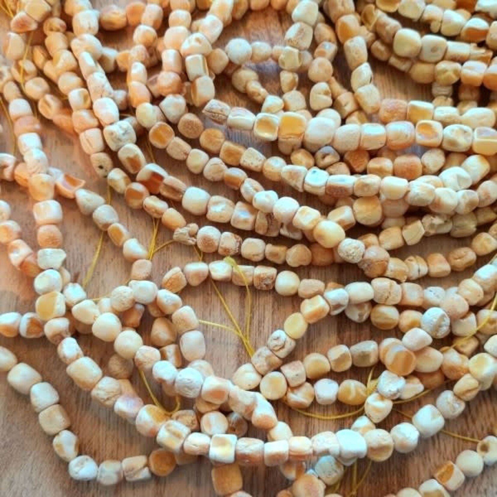 Amber Matte 5mm Cube Bead Strand