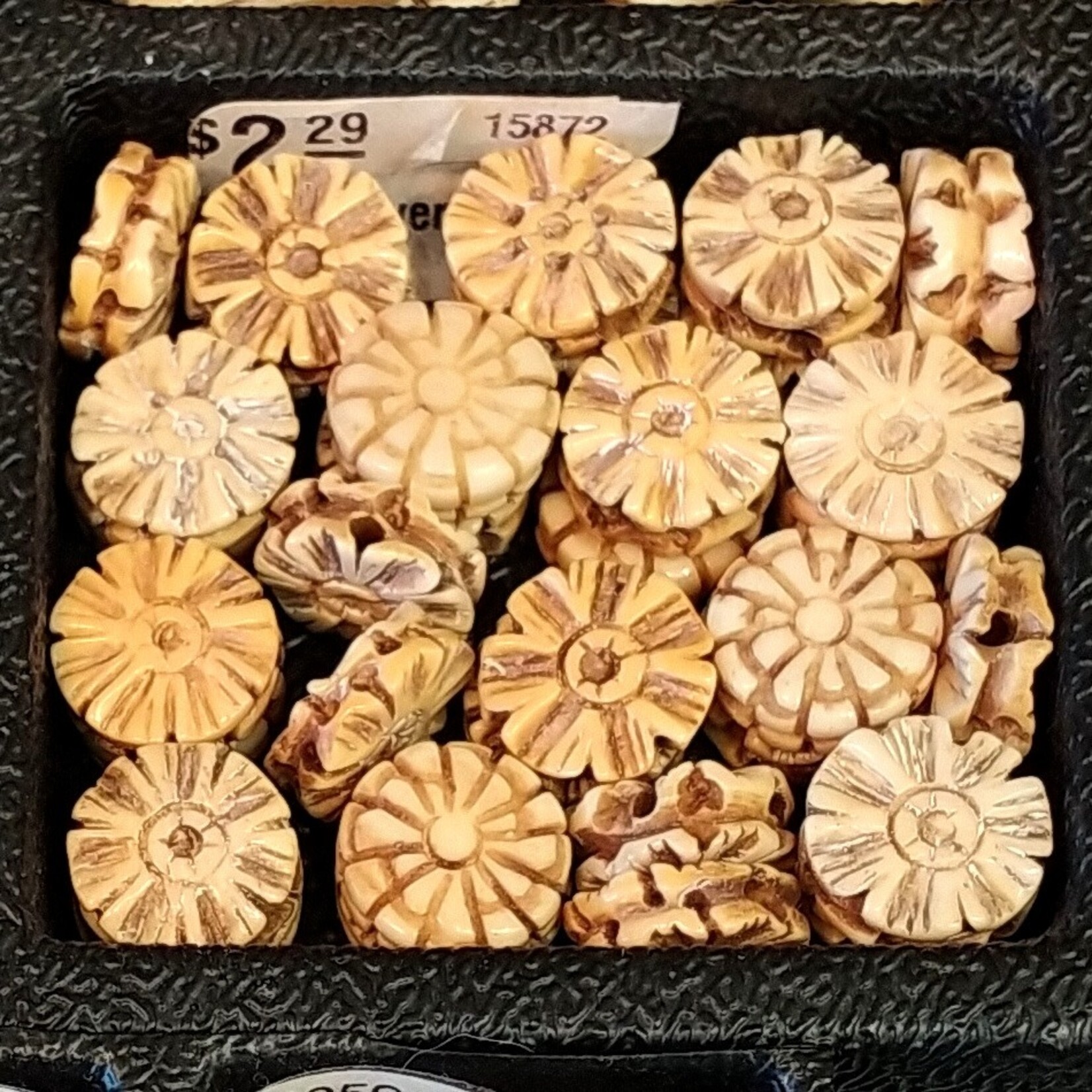 Bone Flower Coin Bead