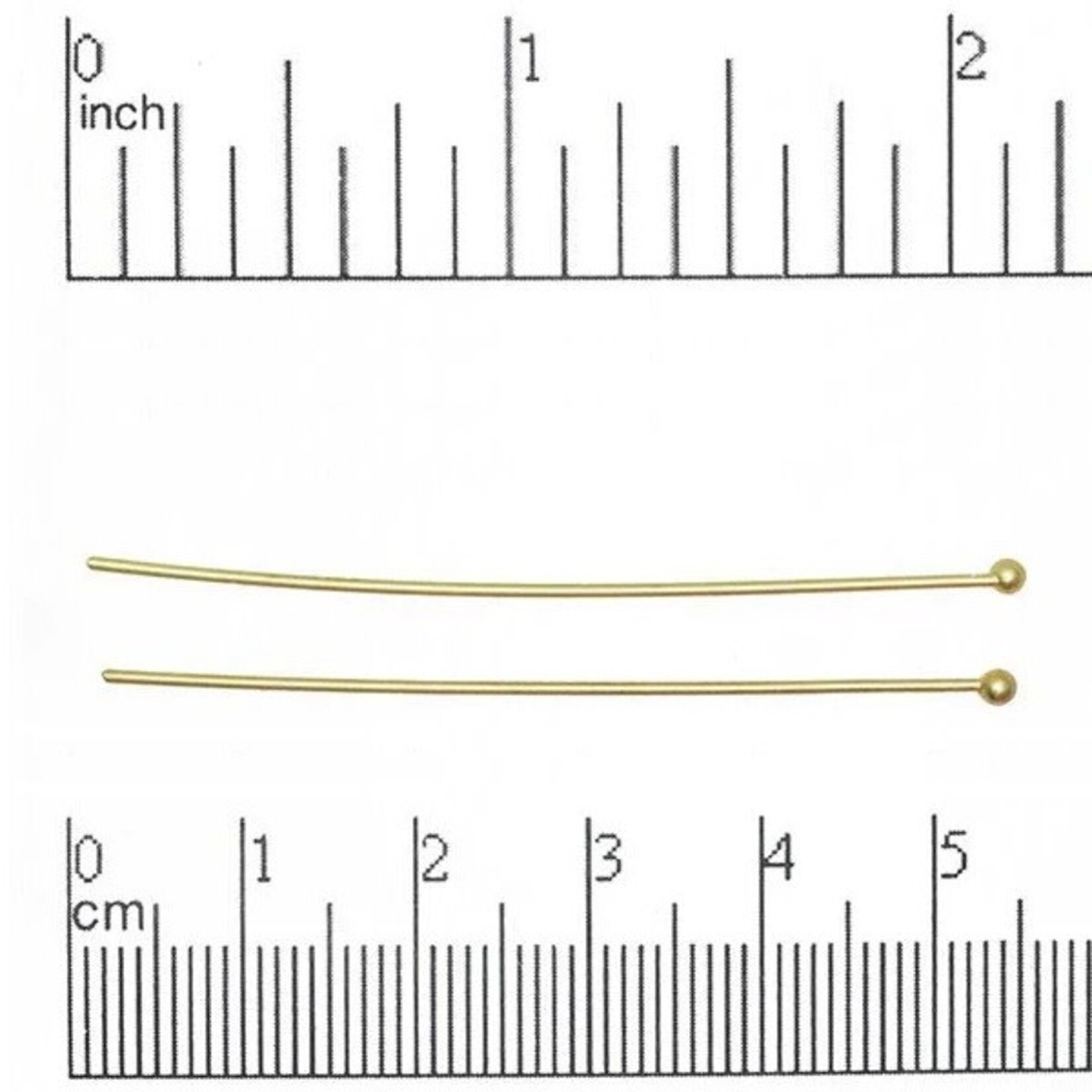 Ball Pin 20 Ga  2" Nickel-Free Satin Gold Plated -  20 pieces