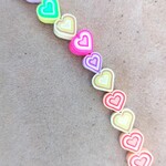 Polymer Clay Heart Ombre Bead Strand of 17