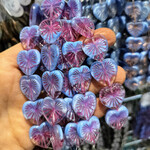 Czech Glass Heart 19x18mm Firework Blue/Purple Bead