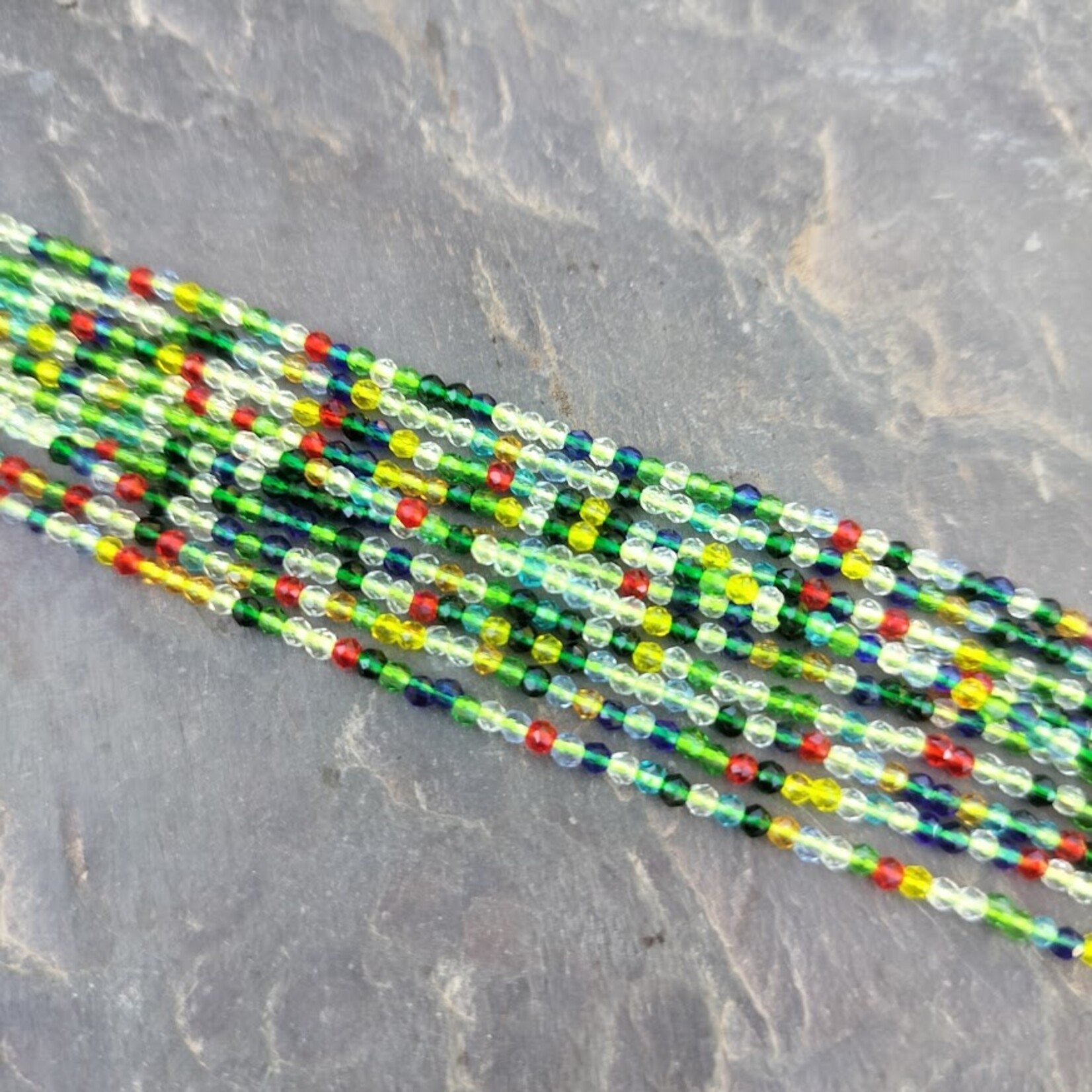 Crystal  2mm Faceted Multicolor Bead Strand