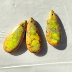 Aquaterra Jasper 36x15mm Teardrop Peach/Yellow Pendant
