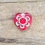 Millefiori Red Heart with Flower Lampwork Glass Bead