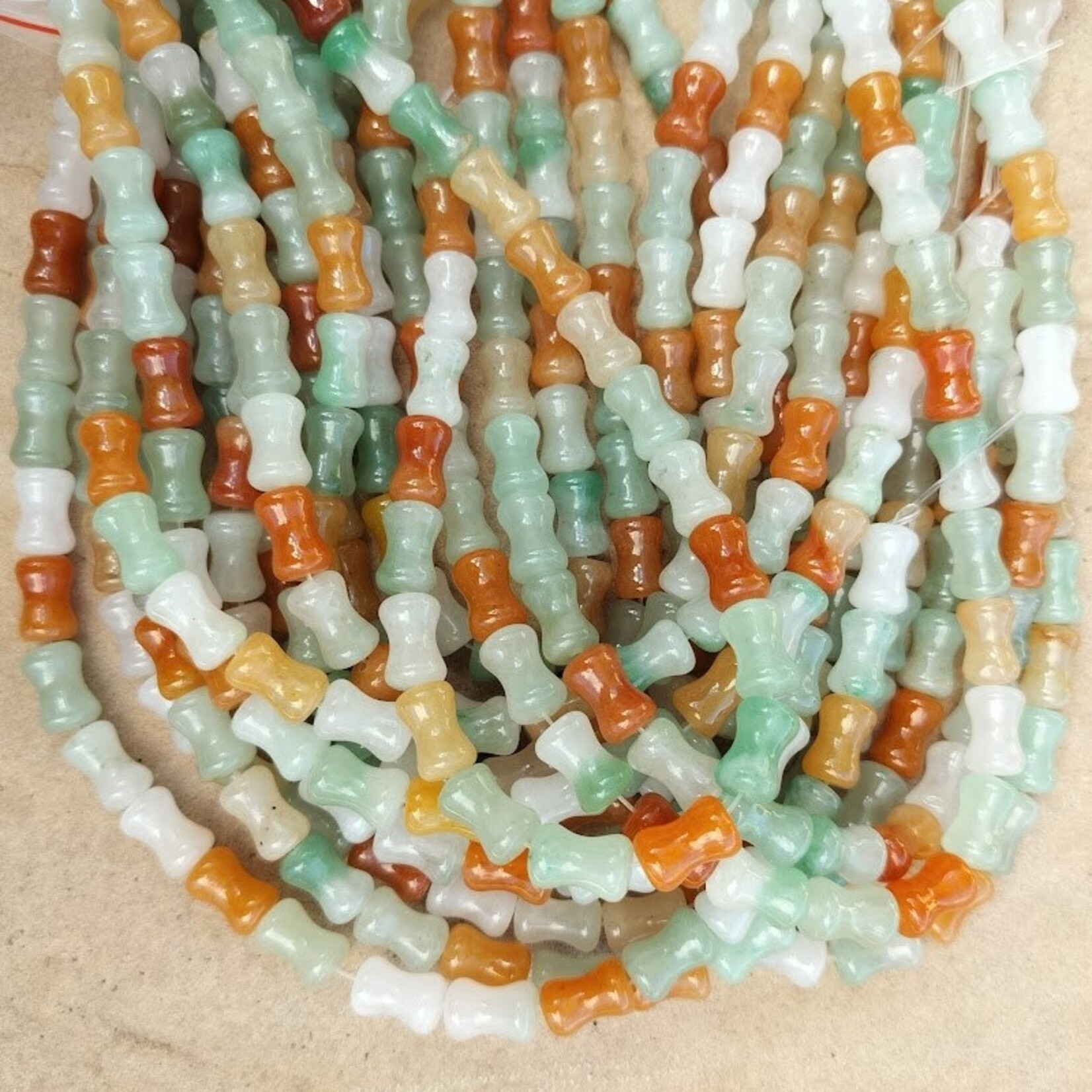 Jade Multicolored 12x6mm Hourglass Bead Strand