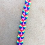 Polymer Clay Heart Rainbow Twist Bead Strand of 17