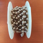 Czech Glass Pearl Chain 4mm Satin Taupe Ant. Brass - 1 foot